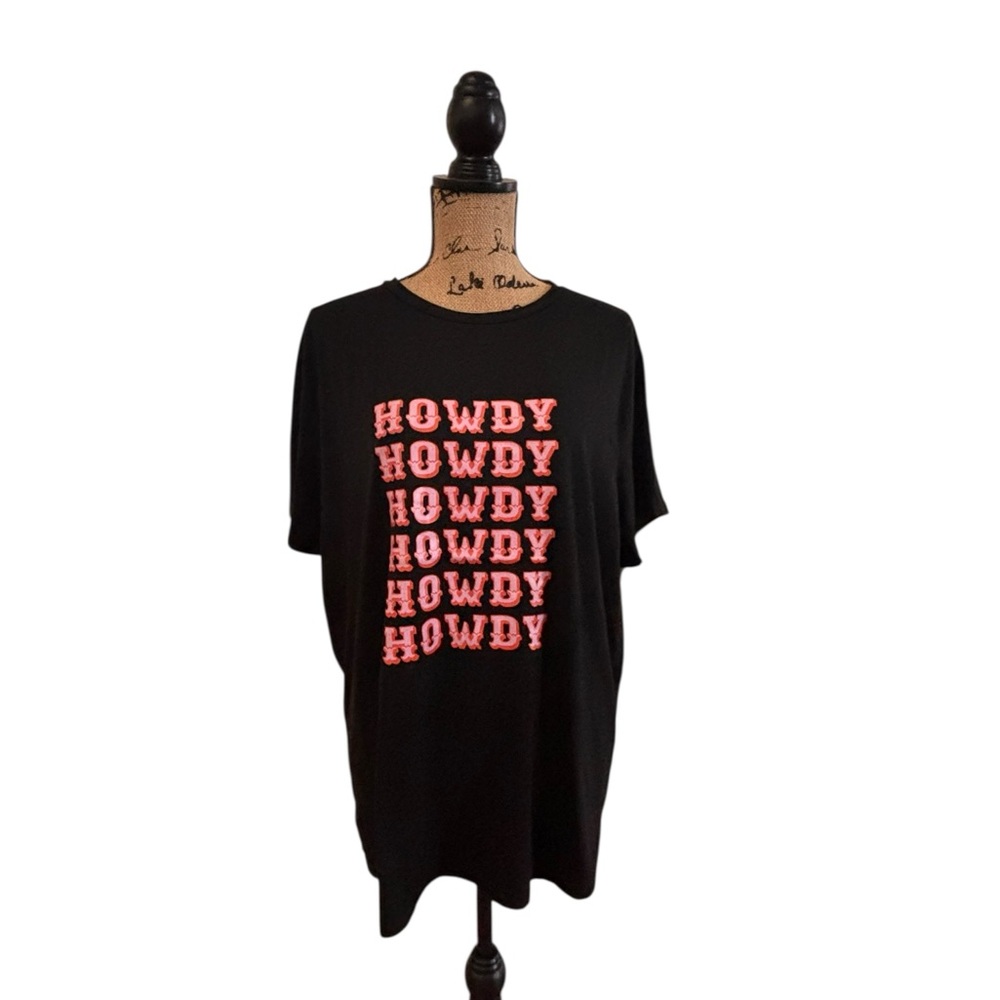 SHEIN Curve Black Howdy Oversized T Shirt 2XL  10 0514